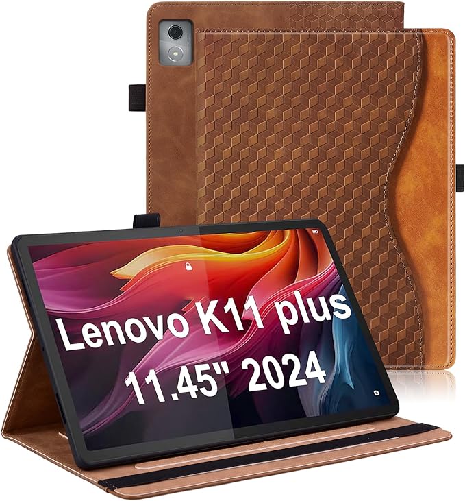 Case for Lenovo Tab K11 Plus 11.45 inch 2024 Released,PU Leather Tablet Folio Case for Lenovo Tab K11 Plus with Card Holder,Multi-Angle Stand - Brown