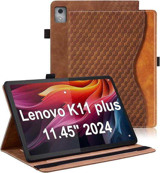 Case for Lenovo Tab K11 Plus 11.45 inch 2024 Released,PU Leather Tablet Folio Case for Lenovo Tab K11 Plus with Card Holder,Multi-Angle Stand - Brown