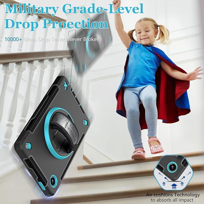 Case for Galaxy Tab A9 Plus 5G 2023: Heavy Duty TPU Cover for Samsung Tablet A9+ 11 Inch with Stand - Handle - Shoulder Strap -S-Pen Holder- Mint Green