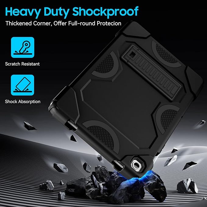 Case for Samsung Galaxy Tab A9+ 11 Inch 2023 Model (X210/X216/X218), Heavy Duty Shockproof Rugged Protective Case for Galaxy Tab A9 Plus Tablet (Black)