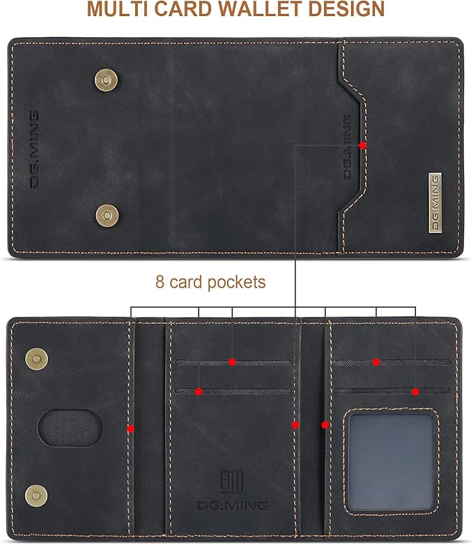 SZHAIYU M2 2 in 1 Detachable Leather Phone Cases for Samsung Galaxy S25 Ultra 5G Case Wallet with Card Holder Men 6.8'' (Black)