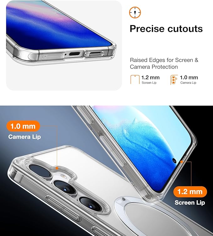 TORRAS 360° Spin for Samsung Galaxy S25 Case with Stand, Fit for MagSafe, 3X Military Grade Protective, Rotatable Kickstand for Samsung S25 Case, Magnetic Ring Slim Hard Cover, Crystal Clear 6.2''