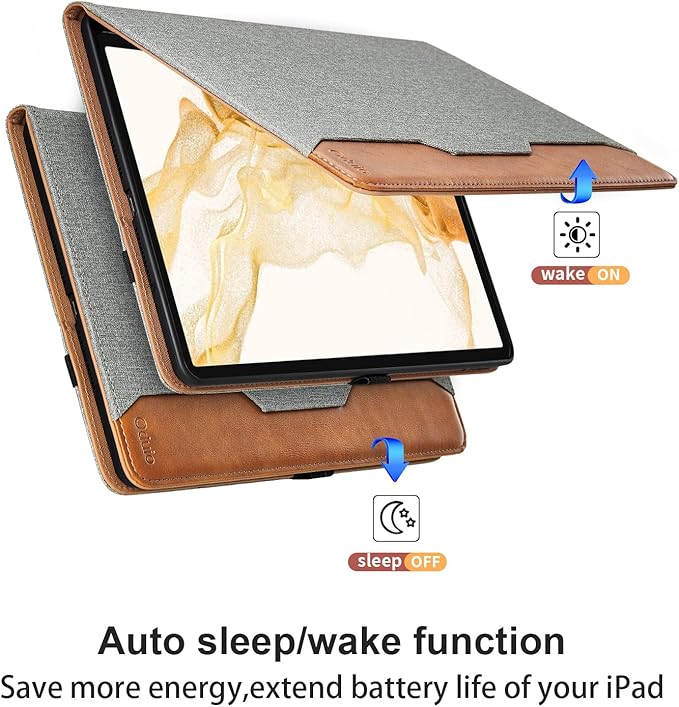 Case for Samsung Galaxy Tab S8 Plus 2022 /S7 FE 2021 /S7 Plus 2020 12.4 Inch - PU Leather Folio Case with S Pen Holder and Pocket, Auto Wake/Sleep Smart Tablet Cover, Gray