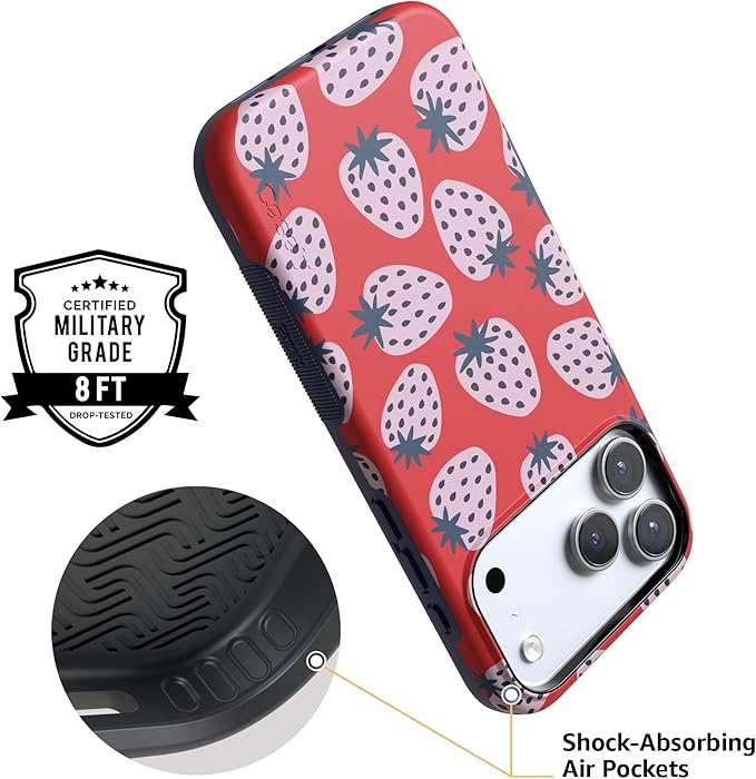 Casely iPhone 17 Pro Case | I'd Pick You | Red Strawberry | Compatible with MagSafe | Bold Protective Design