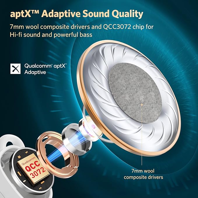 EarFun Free Pro 3 Noise Cancelling Wireless Earbuds, Hi-Res Sound, Snapdragon Sound with Qualcomm aptX™ Adaptive, 6 Mics ENC, Bluetooth 5.3 Earbuds, Multipoint Connection, Custom EQ App, Silver White