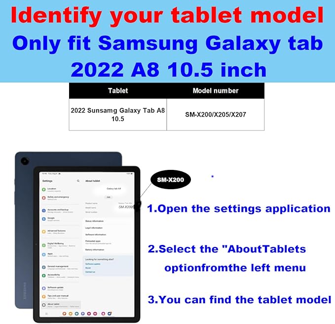 for Samsung Galaxy Tab A8 10.5 inch Case with S Pen Holder 2022 Model(SM-X200/X205/X207) Genuine Leather Cover Protective Shell,Auto Wake/Sleep.Blue