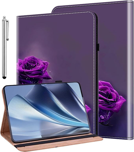 ALILANG Case for Lenovo Tab M9 9 inch Case 2023 (TB-310FU) with Stylus, Shockproof Folding Stand Cover for Lenovo Tab M9 Case-Purple Rose