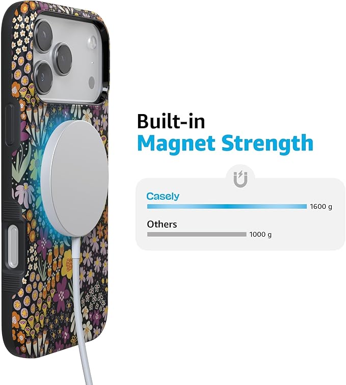 Casely iPhone 17 Pro Case | Falling for You | Plum Floral | Compatible with MagSafe | Bold Protective Design