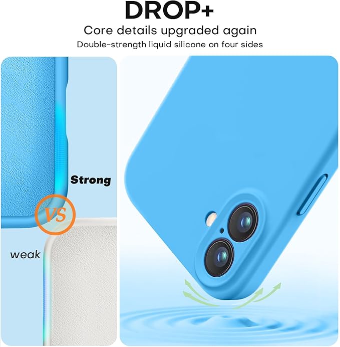 Vooii Compatible with iPhone 16 Plus Case, Liquid Silicone Upgrade [Camera Protection] [Soft Anti-Scratch Microfiber Lining] Shockproof Phone Case for iPhone 16 Plus 6.7 inch - Blue