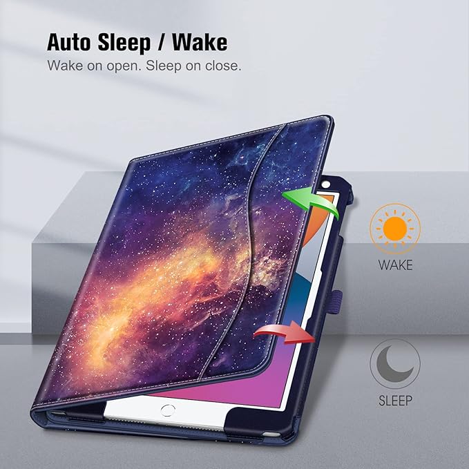 Fintie Case for iPad 9th / 8th / 7th Generation (2021/2020/2019) 10.2 Inch - [Corner Protection] Multi-Angle Viewing Stand Cover with Pocket & Pencil Holder, Auto Sleep Wake, Galaxy