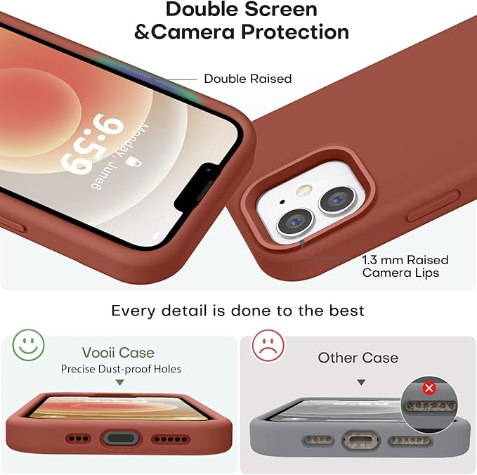 Vooii Compatible with iPhone 12 Case/iPhone 12 Pro Case, Liquid Silicone Upgrade [Soft Anti-Scratch Microfiber Lining] [Shockproof Drop Protection] Phone Case 6.1 inch - Caramel