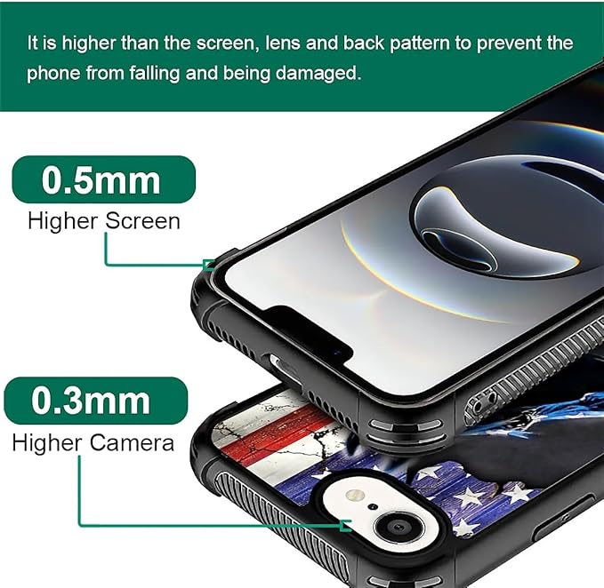 Compatible with iPhone 16e Case,American Flag Horse Phone Cover for Men/Women,Soft TPU Anti-Skid Thread and Four Corner Anti-Collision Protection Case Compatible with iPhone 16e 6.1inch