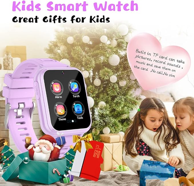 Retysaz Kids Smart Watch,24 Game Smart Watch for Kids, Fashion Smartwatches for Children 3-14 Great Gifts to Girls Boys (Purple)