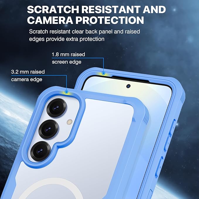 CENHUFO Magnetic Privacy for Samsung Galaxy S25 Plus Case, Full Body Phone Case with Built-in 9H Tempered Glass Privacy Screen Protector and Camera Lens Cover, Shockproof Bumper - Light Blue