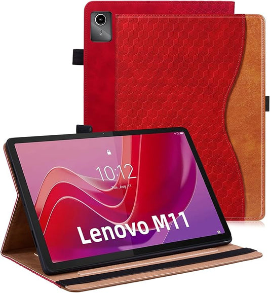 Case for Lenovo Tab M11 11-inch 2024 (TB330FU /TB330XU) Multi-Angle Stand Folio Cover PU Leather with Card Pocket Tab M11 Case,Red