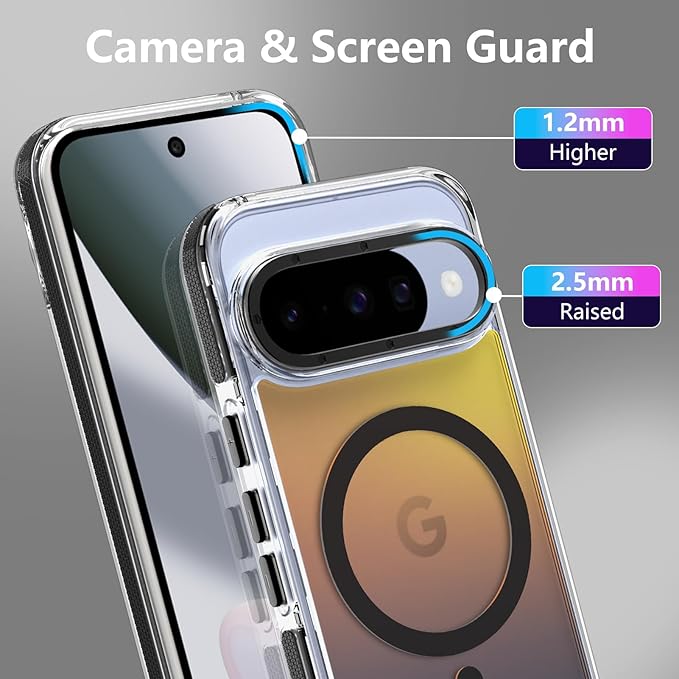 MOWIME Magnetic Case for Google Pixel 10/10 Pro [Compatible with Magsafe] [Cute Fashion Fluorescent Design] Shockproof Slim Translucent Matte Case for Pixel 10/10 Pro 6.3", Black