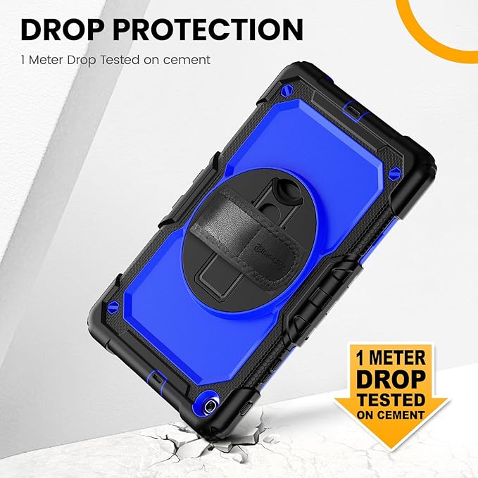 Timecity for Samsung Galaxy Tab A 10.1 Case 2019, Only Fit (SM-T510/ SM-T515/ SM-T517), Drop Proof with Hand Strap Stand Screen Protector Pencil Holder （NOT FIT for 2016 Release） - Dark Blue