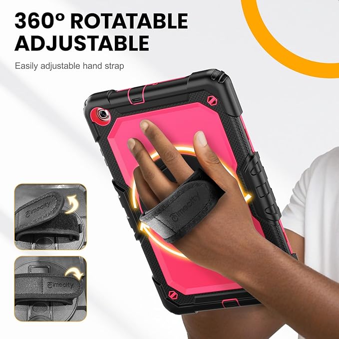 Timecity for Samsung Galaxy Tab A 10.1 Case 2019, Only Fit (SM-T510/ SM-T515/ SM-T517), Drop Proof with Hand Strap Stand Screen Protector Pencil Holder for Galaxy Tab A 10.1 Case - Rose