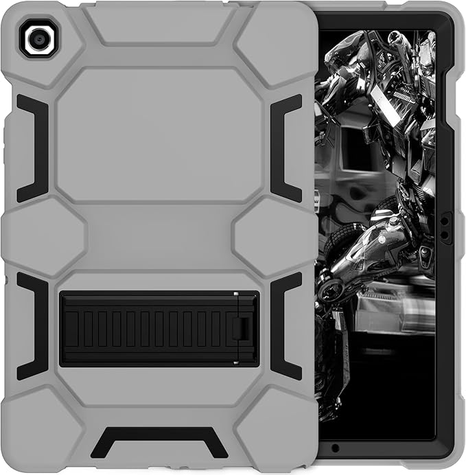 CCMAO Case for Samsung Galaxy Tab A9+ 11”(SM-X210/X216/X218), Heavy Duty Shockproof Hard Hybrid Three Layer Protective Cover with Kickstand for Galaxy Tablet A9 Plus 2023 for Kids, Gray+Black