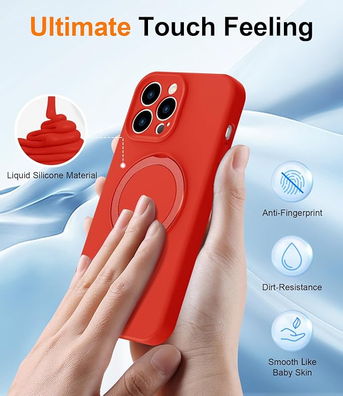 ZHK Liquid Silicone Designed for iPhone 13 pro Case with Magnet Stand, [Precise Camera Lens Protection][Mil-Grade Drop Shockproof][Soft Anti-Scratch Microfiber Lining] Slim Fit Cover, Red