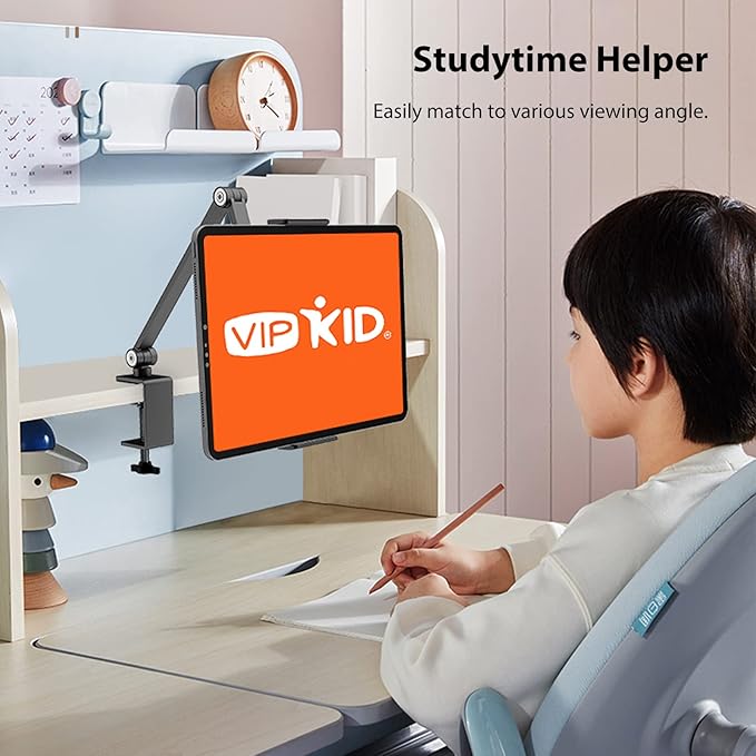 BEWISER iPad Desk Mount, Tablet Holder for Desk or Bed,Rotate 360 Degrees of Flexible, Height and Angle Adjustable, Aluminium Alloy Arm Clamp Mount Compatible with4.7-15.6" Screen (Space Gray)