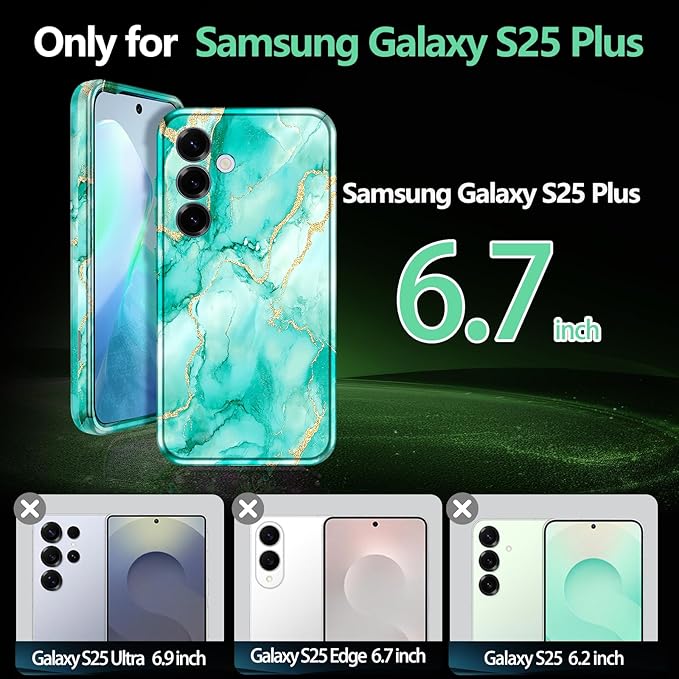 Casetego for Galaxy S25 Plus Case,Compatible with MagSafe,[Military Grade Drop Test] Full Body Protection Slim Shockproof Rugged Marble Women Case for Samsung Galaxy S25 Plus 6.7 inch,Turquoise
