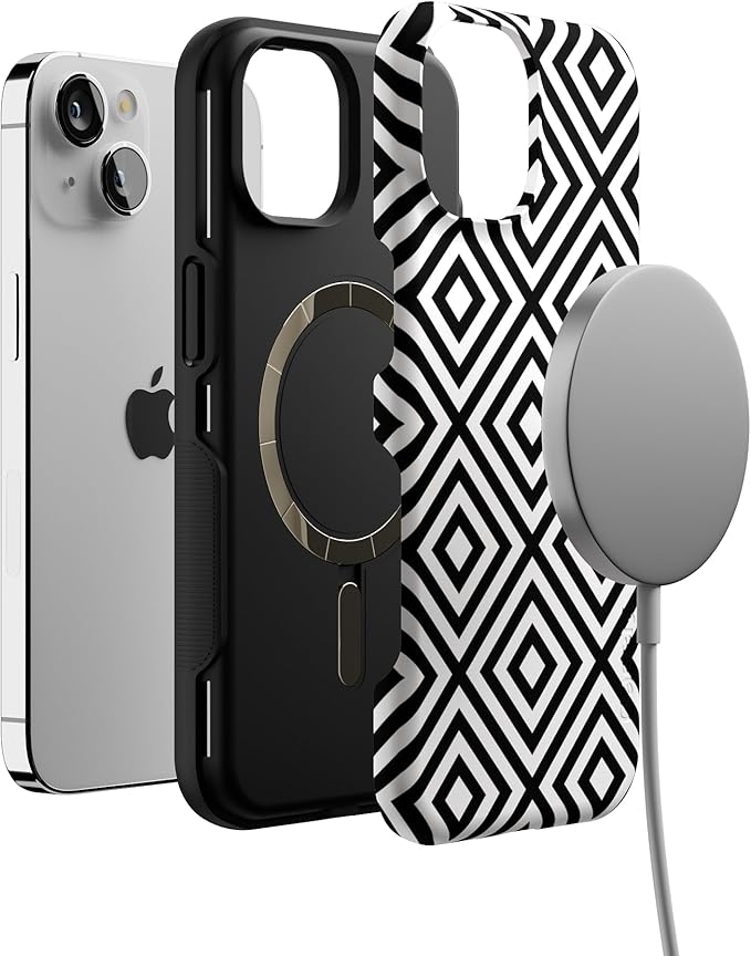 Casely iPhone 14 Case | Diamonds | High Contrast Design | Compatible with MagSafe | Bold Protective Design