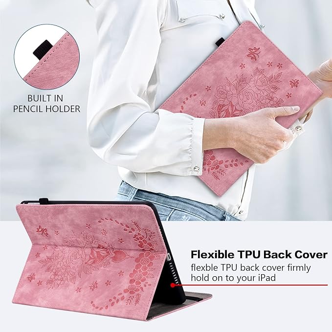 Case for Samsung Galaxy Tab S6 Lite 10.4 Inch 2024/2022/2020, Auto Wake/Sleep Multi-Angle Flip PU Leather Protective Cover with Stylus Holder for Galaxy Tab S6 Lite Case, Pink