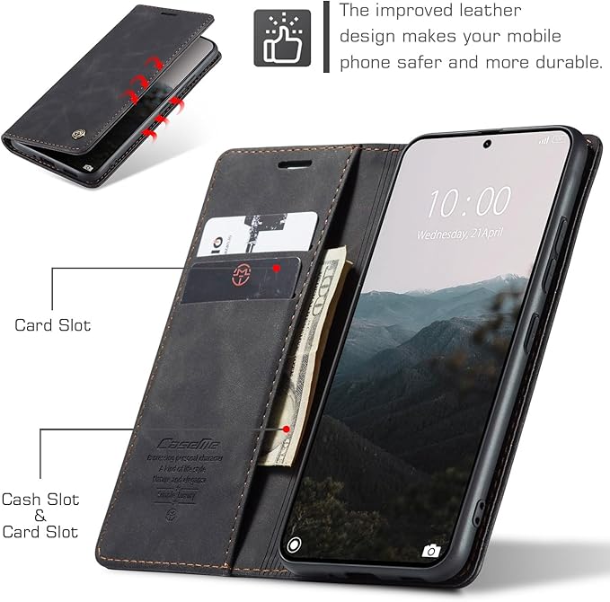 for Xiaomi 14T Pro Case, Flip Wallet Leather Case with Card Holder Magnetic Closure Shockproof Kickstand Protective Phone Cases Cover for Xiaomi mi 14T Pro, Black