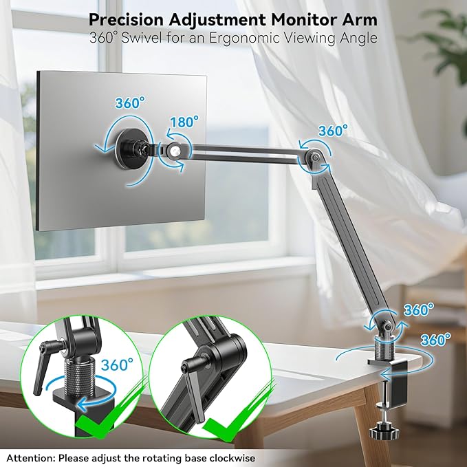Strong Magnetic Portable Monitor Desk Clamp - 75mm VESA Mount 4.7" 15.6" 16" 17.3" 18.5 inch 360° Rotate Base Tablet Holder Arm JK07B1