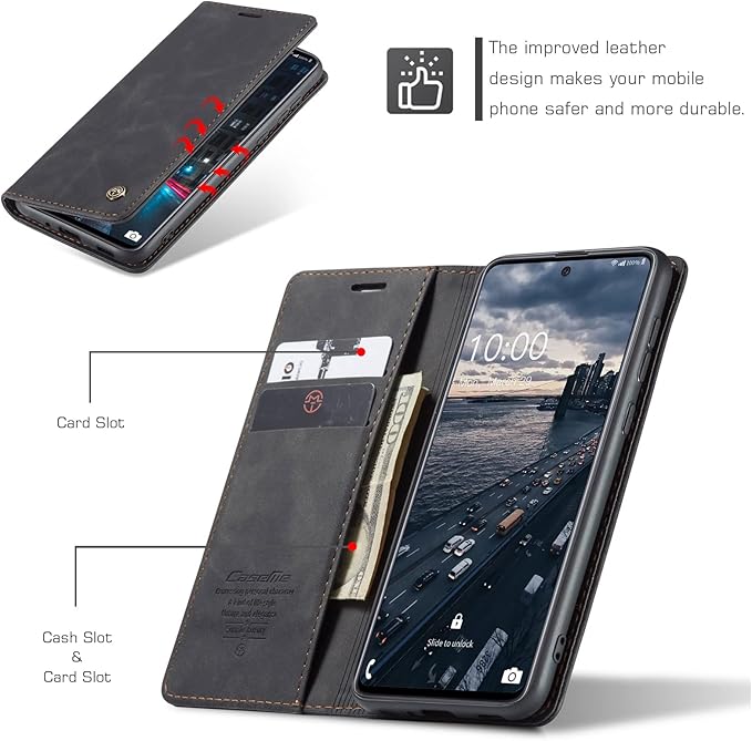 for Samsung Galaxy A33 5G Case, Flip Wallet Leather Case with Card Holder Magnetic Closure Shockproof Kickstand Protective Phone Cases Cover for Samsung A33 5G,Black