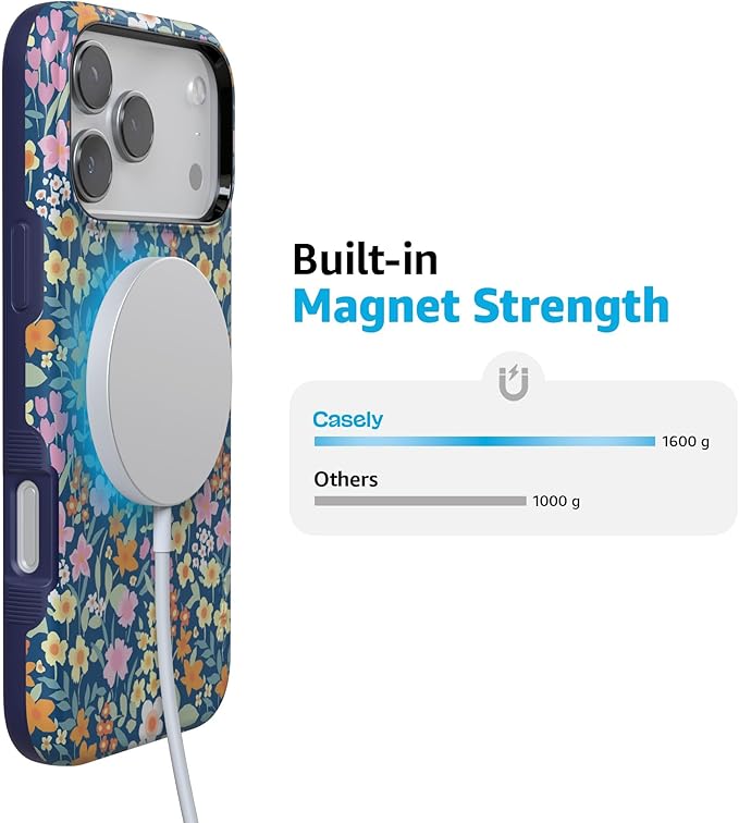 Casely iPhone 17 Pro Case | Full Bloom | Navy Floral | Compatible with MagSafe | Bold Protective Design
