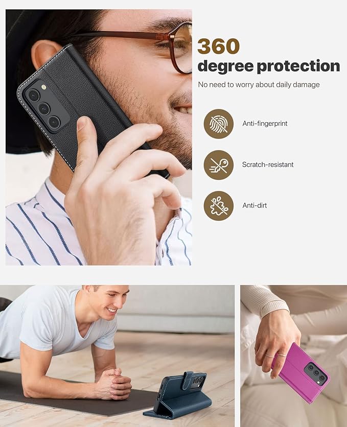 OCASE Compatible with Galaxy S23 5G Wallet Case, PU Leather Flip Folio Case with Card Holders RFID Blocking Kickstand [Shockproof TPU Inner Shell] Phone Cover 6.1 Inch (2023)-Litchi Black