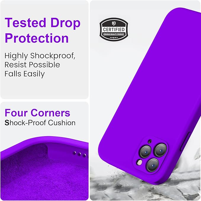 Vooii Compatible with iPhone 11 Pro Max Case, Upgraded Liquid Silicone with [Flat Edges] [Camera Protection] [Soft Anti-Scratch Microfiber Lining] Phone Case for iPhone 11 Pro Max - Neon Purple