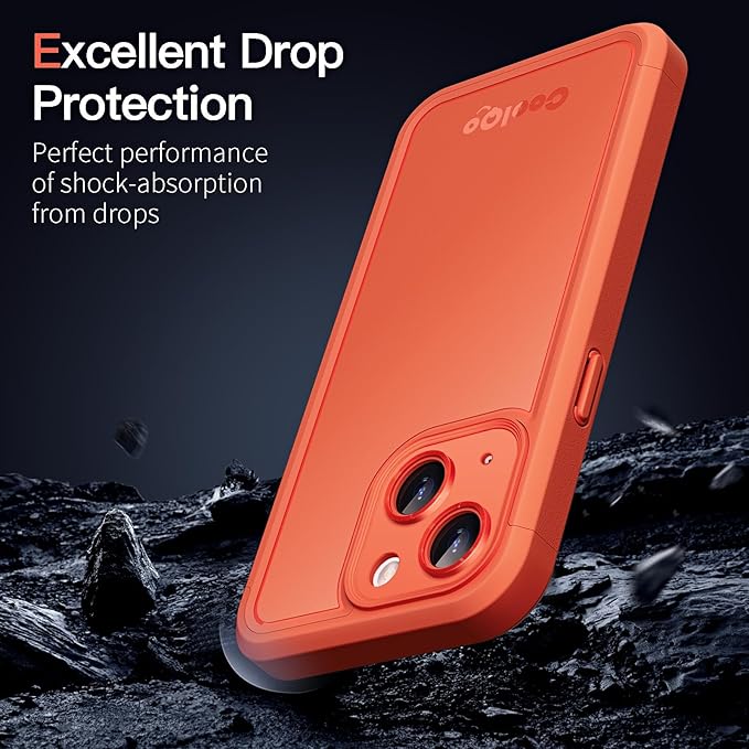 COOLQO Magnetic for iPhone 13 Case, Compatible with MagSafe, Dual Layer Design Military Grade Protection, Translucent Matte Scratch-Resistant Back Protective Shockproof Phone Case, Orange