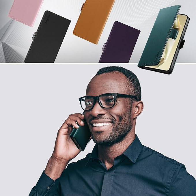 Wallet Flip Case for Samsung Galaxy S24 Ultra 5G - [RFID Blocking] Luxury PU Leather Card Holder Magnetic Phone Cover with Kickstand,Shockproof Protective Case,Green