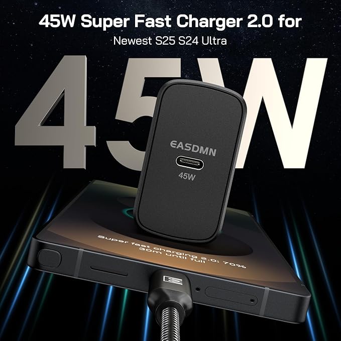 45W Super Fast Charger Type C, [2 Pack] 45 Watt USB-C Charger PD/PPS Wall Charging Block for Samsung Galaxy S25 Ultra/S25+/S25/S24/S23 Ultra/S23+/S22 Ultra/S22+/S20 Ultra, Tab S8(with 2X 8ft Cable)