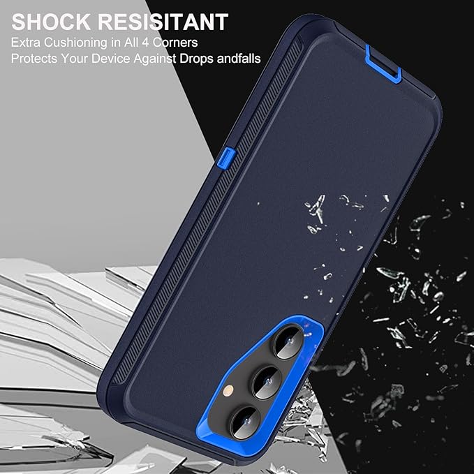 for Samsung Galaxy S25 Case, ONLY, [NOT FIT Galaxy S25 Edge/S25 Plus/S25 Ultra], Military Grade Case with 2Pcs Tempered Glass Screen Protector & 1Pcs Camera Lens Protector (Navy Blue)