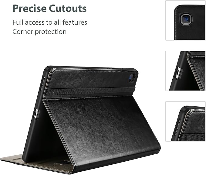 ProCase for Galaxy Tab S6 Lite 10.4 Inch 2024/2022/2020 with S Pen Holder; Premium PU Leather Folio Business Stand Cover with Hand Strap; Pencil Holder; Front Pocket -Black