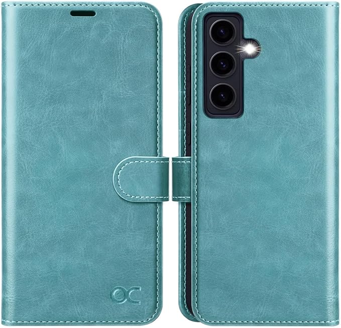 OCASE Compatible with Galaxy S24 5G Wallet Case, PU Leather Flip Folio Case with Card Holders RFID Blocking Kickstand [Shockproof TPU Inner Shell] Phone Cover (2024), Mint Green