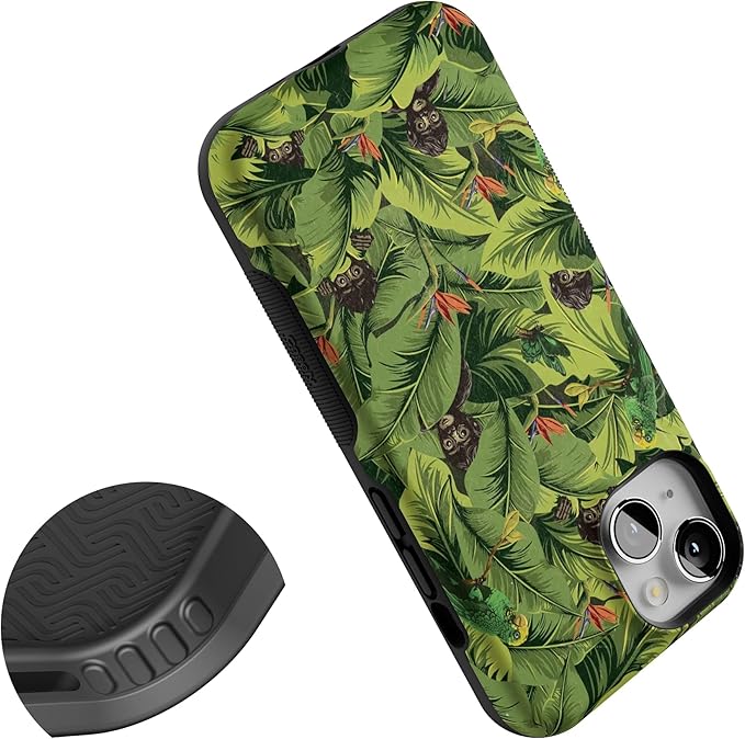 Casely iPhone 14 Case | Sneaky Monkeys | Frida Kahlo Floral Jungle | Compatible with MagSafe | Bold Protective Design