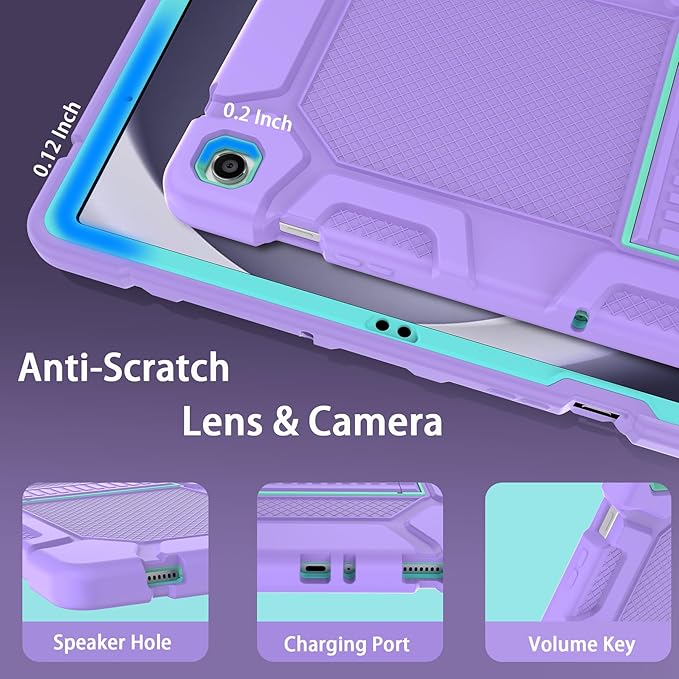 Rantice Shockproof Rugged Cover for Samsung Galaxy Tab A9+ 10.9 Inch, Purple+Green Case with Kickstand, 2023 Model (SM-X210/X216/X218)