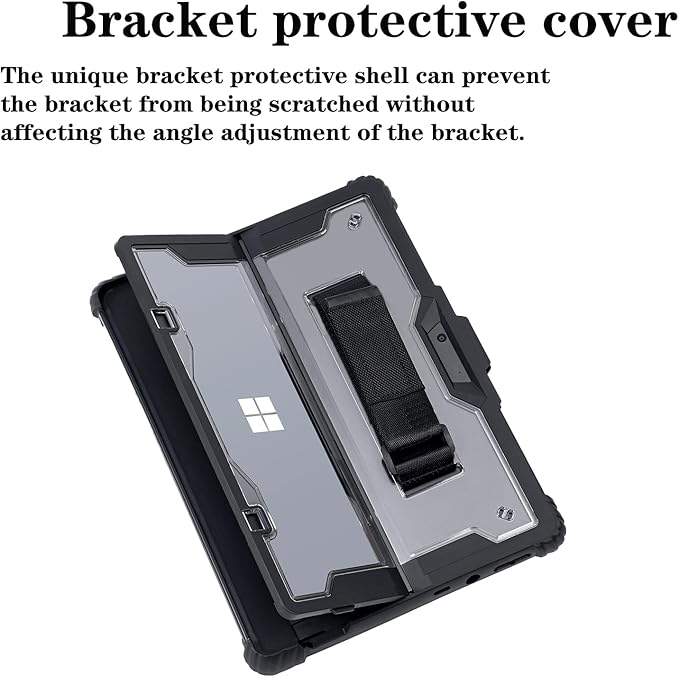 for Microsoft Surface Pro11 Pro10 Pro9 Tablet Protective Case 13 inches 2024/2022, Thicken and Rugged Cover with Stand Case, Compatible Keyboard Cover, Including Hand Strap Shoulder,Black