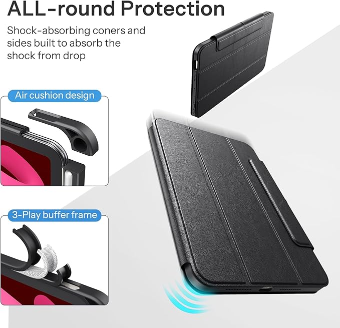 SPARIN Case for iPad mini 7 A17 Pro 2024/iPad Mini 6 2021 8.3 Inch, Detachable Magnetic Cover, Portrait/Landscape Stand with Pencil Holder, Support Auto Wake/Sleep (Black)