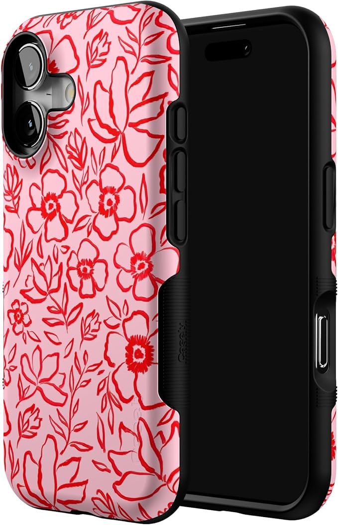 Casely iPhone 17 Case | Blush Garden | Floral Doodle | Bold Protective Design | Compatible with MagSafe
