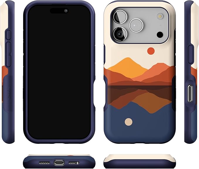 Casely iPhone 17 Pro Case | Opposites Attract | Day & Night Colorblock Mountains | Compatible with MagSafe | Bold Protective Design