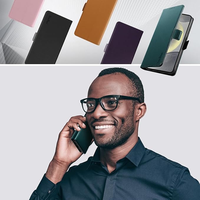 Wallet Flip Case for Samsung Galaxy S24 5G - [RFID Blocking] Luxury PU Leather Card Holder Magnetic Phone Cover with Kickstand,Shockproof Protective Case,Green