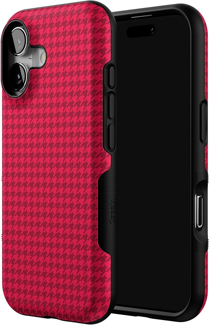 Casely iPhone 17 Case | Best Dressed | Red Houndstooth | Bold Protective Design | Compatible with MagSafe