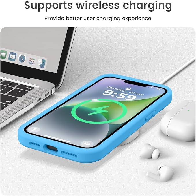 Vooii Compatible with iPhone 13 Pro Max Case, Liquid Silicone Upgrade [Camera Protection] [Soft Anti-Scratch Microfiber Lining] Shockproof Phone Case for iPhone 13 Pro Max 6.7 inch - Blue