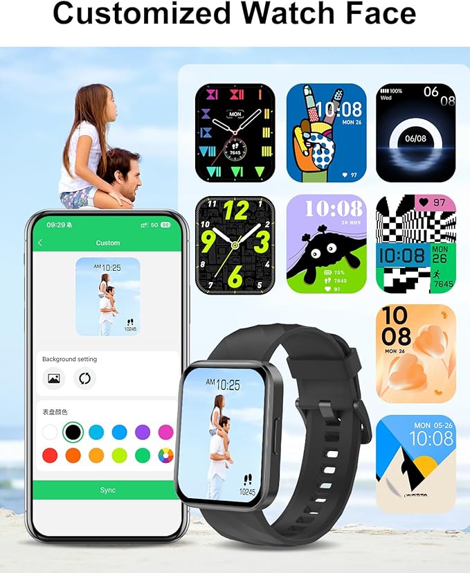 Smart Watch (Answer/Make Calls), 1.85" Smart Watches for Men Women Digital Watch Fitness Tracker with 100+ Sport Modes Heart Rate Monitor for iOS Android Phones Waterproof Black